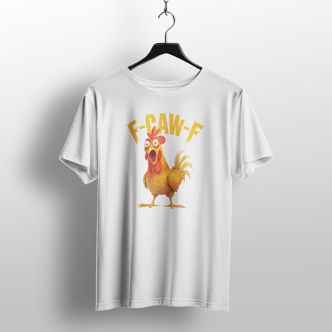 Funny Rooster "F-CAW-F" Golden Rooster T-Shirt – Cartoon Humor Tee
