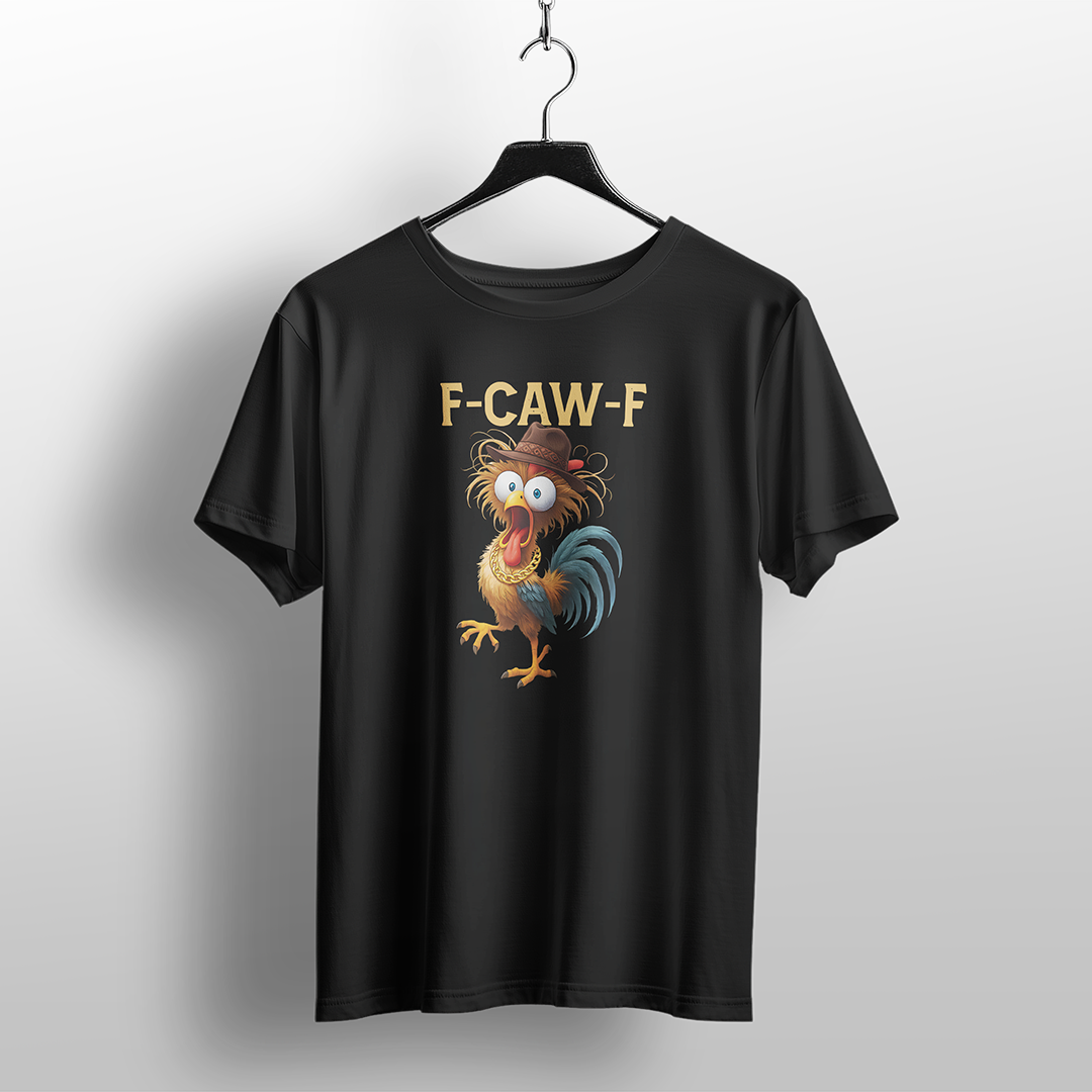 Funny Cowboy Rooster "F-CAW-F" T-Shirt – Cartoon Humor Tee