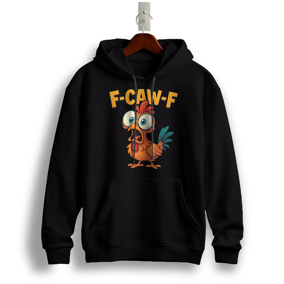 Funny Rooster "F-CAW-F" Shocked Rooster Hoodie – Cartoon Humor Design