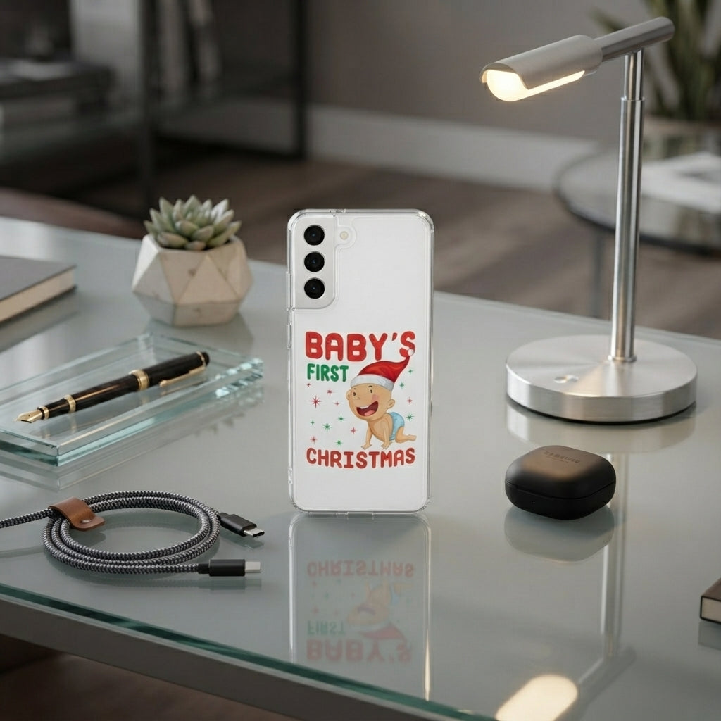 Baby's First Christmas Cute Santa Graphic Designer Clear Case - Festive Transparent Phone Cover