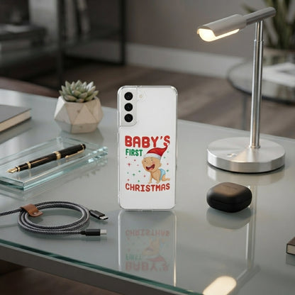 Baby's First Christmas Cute Santa Graphic Designer Clear Case - Festive Transparent Phone Cover