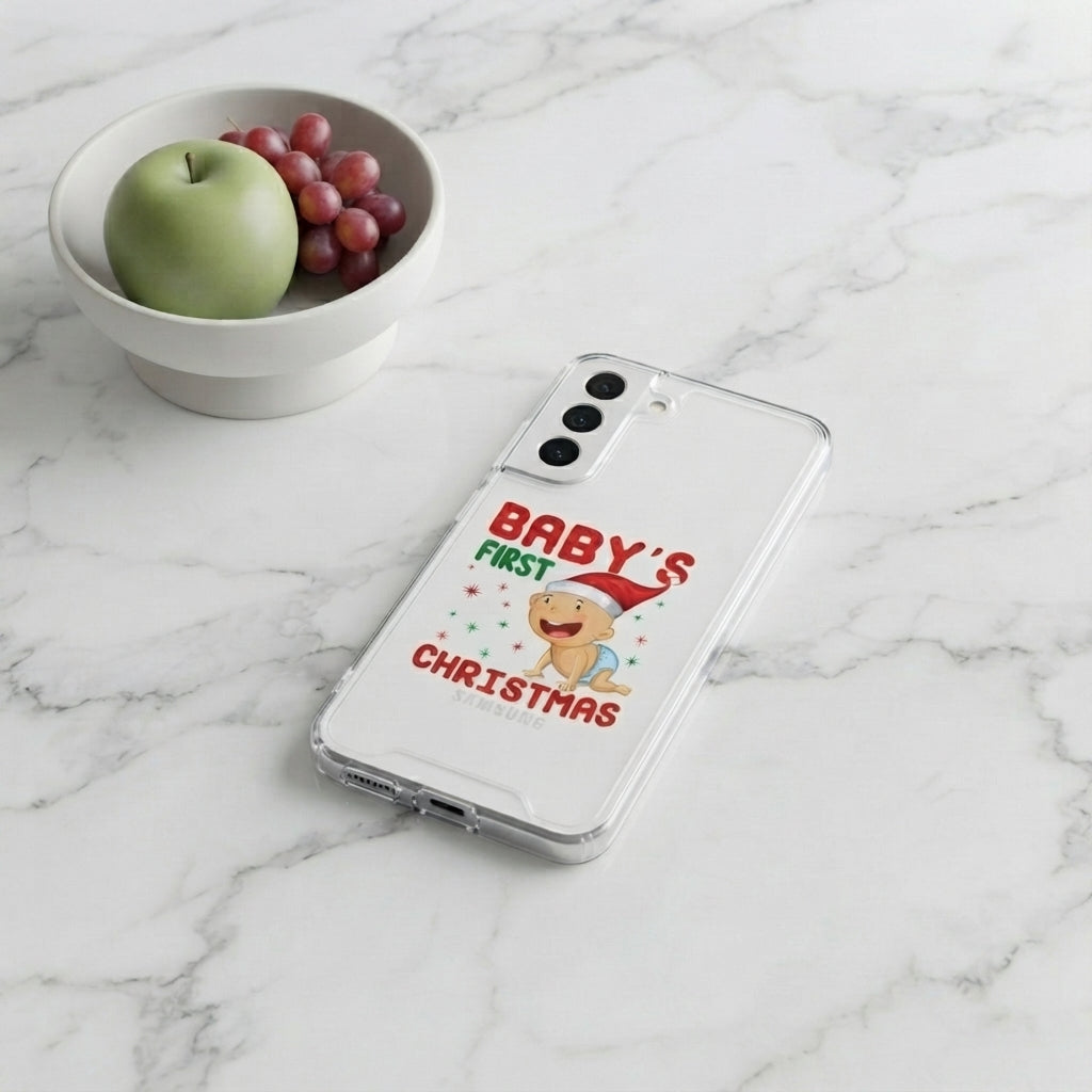 Baby's First Christmas Cute Santa Graphic Designer Clear Case - Festive Transparent Phone Cover