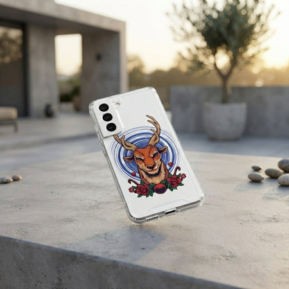 Majestic Deer Antler Floral Graphic Designer Clear Case - Transparent Phone Cover