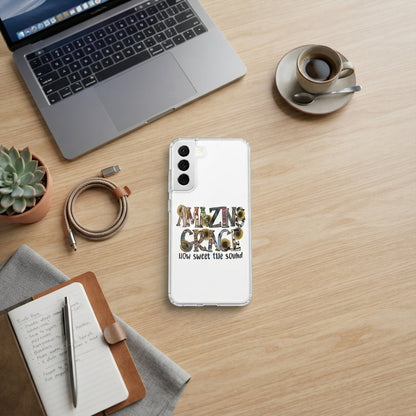 Amazing Grace How Sweet The Sound Sunflower Graphic Designer Clear Case - Christian Transparent Phone Cover