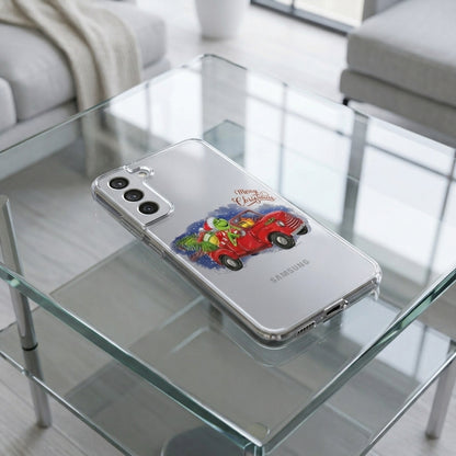 Grinch Driving Red Vintage Truck Christmas Clear Case for Samsung Galaxy | Festive Holiday Phone Cover
