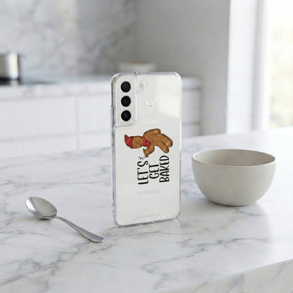 Let's Get Baked Gingerbread Man Christmas Clear Case for Samsung Galaxy | Funny Holiday Cover