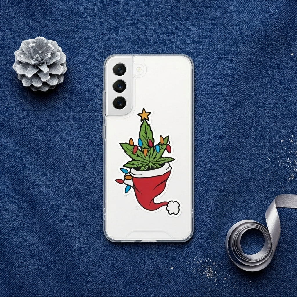 Merry Weedmas Christmas Gnomes Graphic Designer Clear Case - Funny Holiday Transparent Phone Cover