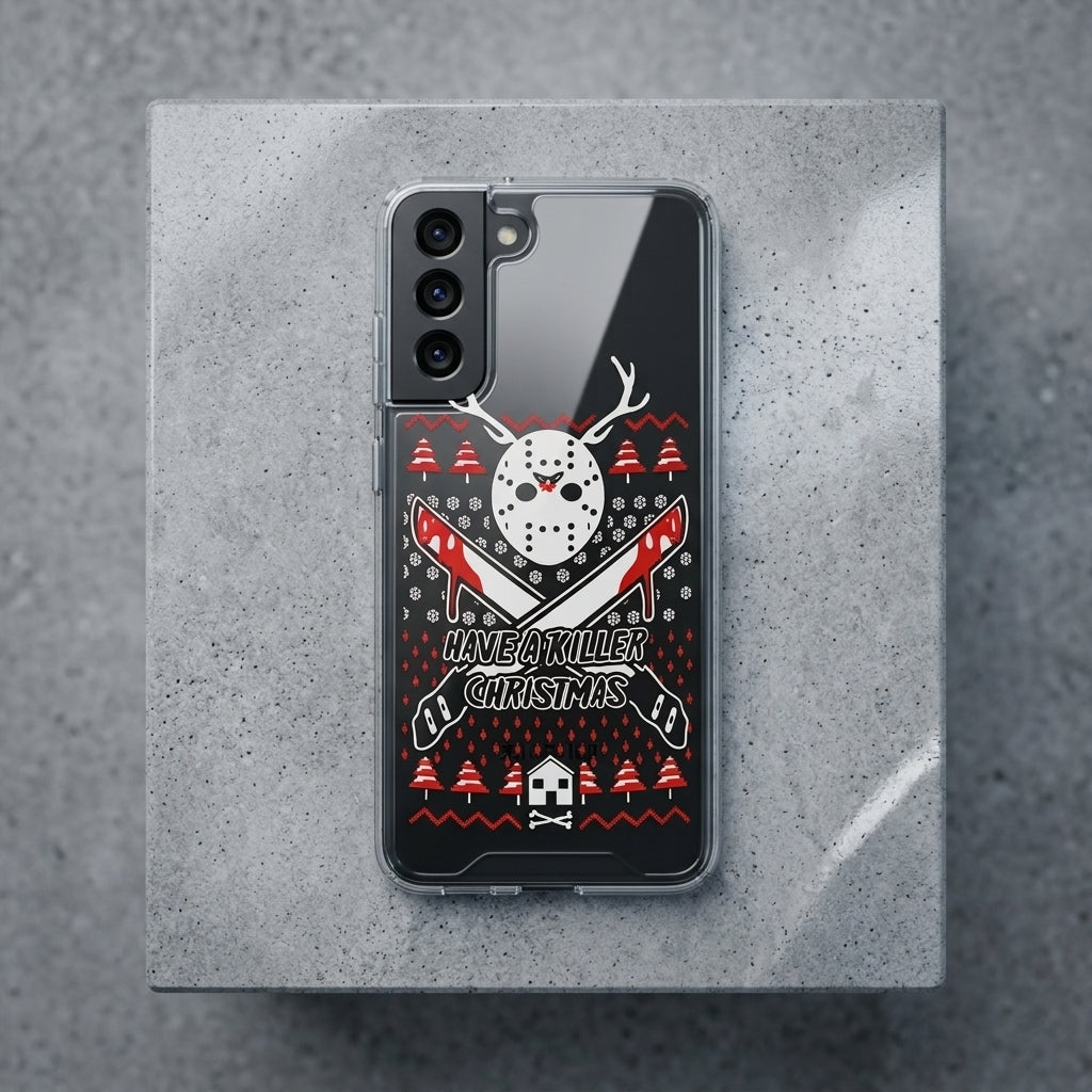 Have a Killer Christmas Horror Hockey Mask Clear Case for Samsung Galaxy | Festive Phone Cover