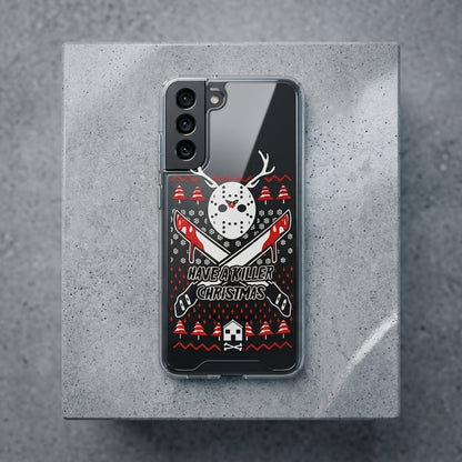 Have a Killer Christmas Horror Hockey Mask Clear Case for Samsung Galaxy | Festive Phone Cover