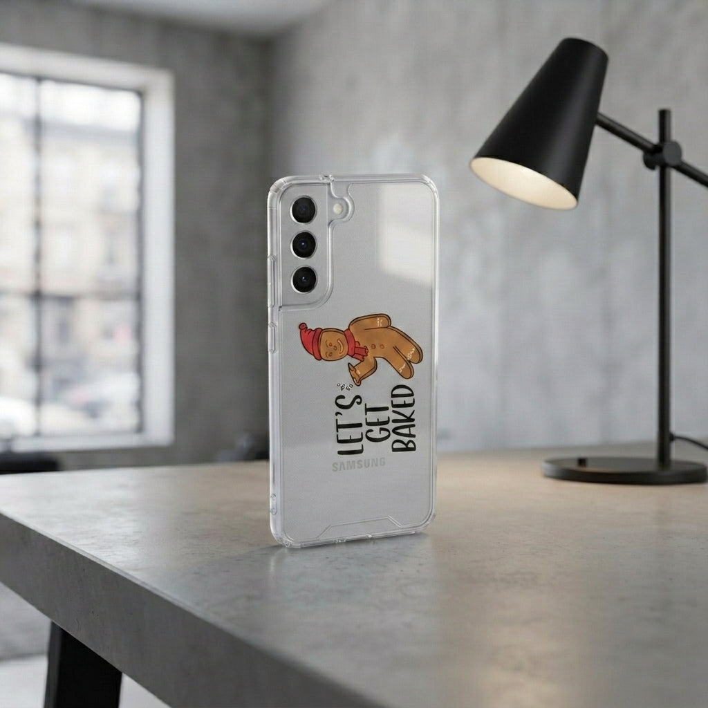 Let's Get Baked Gingerbread Man Christmas Clear Case for Samsung Galaxy | Funny Holiday Cover