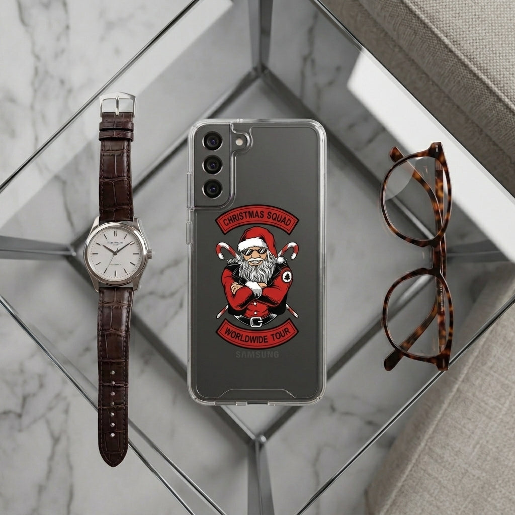 Cool Santa Christmas Squad Worldwide Tour Clear Case for Samsung Galaxy | Graphic Phone Cover