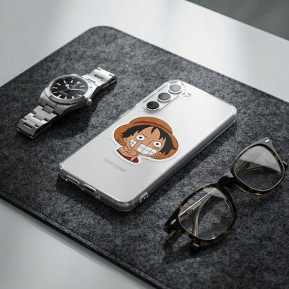 Samsung Clear Phone Case – Anime Luffy Straw Hat Graphic Cover