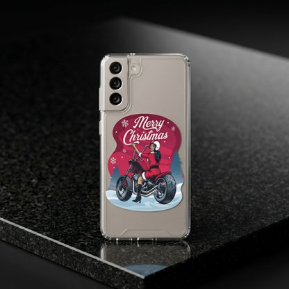 Motorcycle Santa Girl Merry Christmas Clear Case for Samsung Galaxy | Graphic Phone Cover