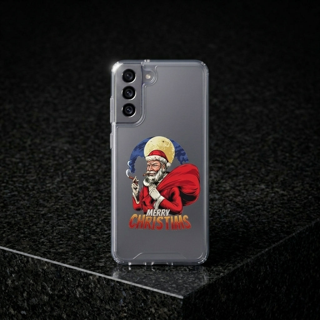 Cool Smoking Santa Merry Christmas Clear Case for Samsung Galaxy | Graphic Phone Cover