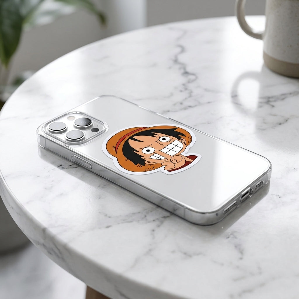 Anime Straw Hat Character Grinning Clear Phone Case Insert