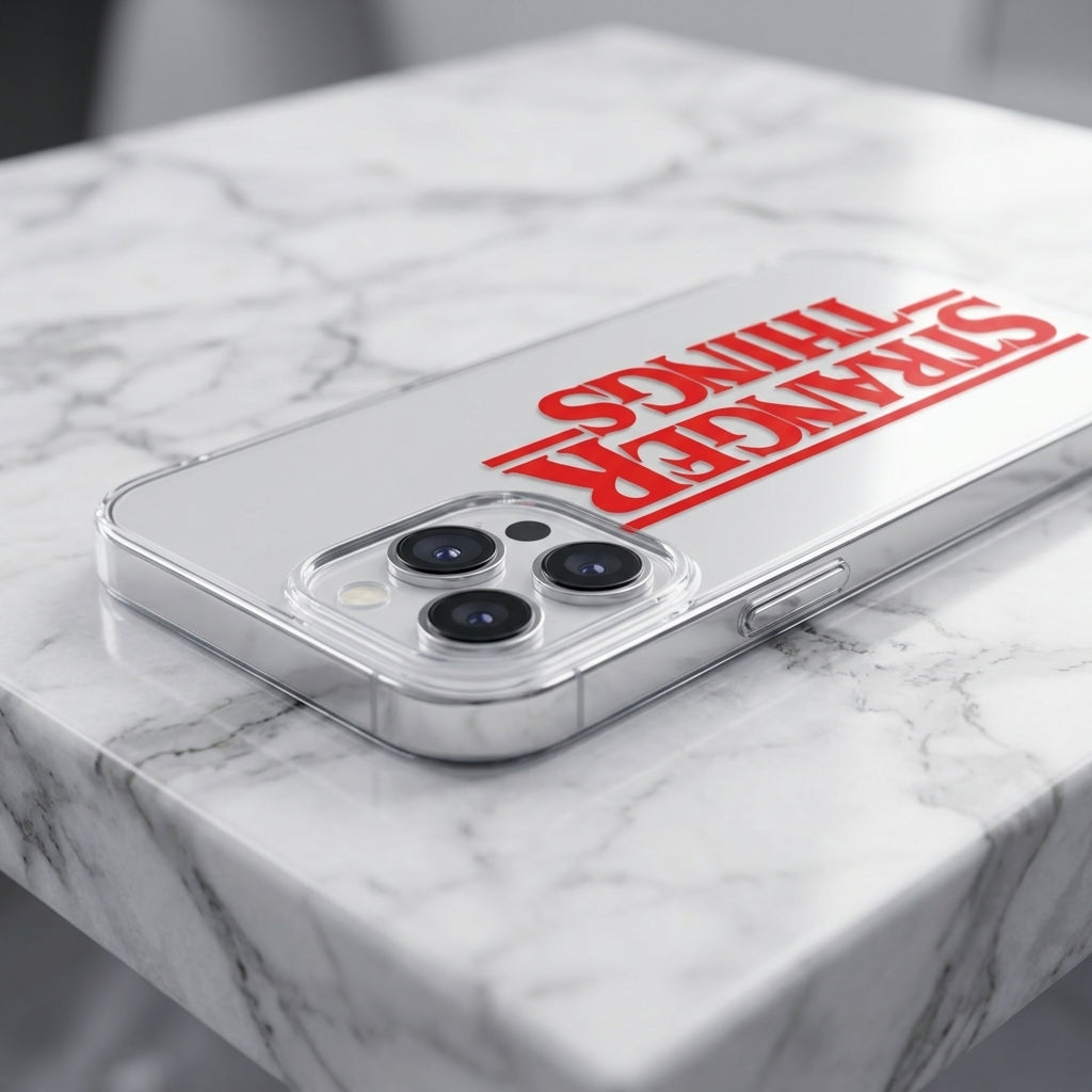 Stranger Things Red Logo Clear iPhone Case | TV Show Cover