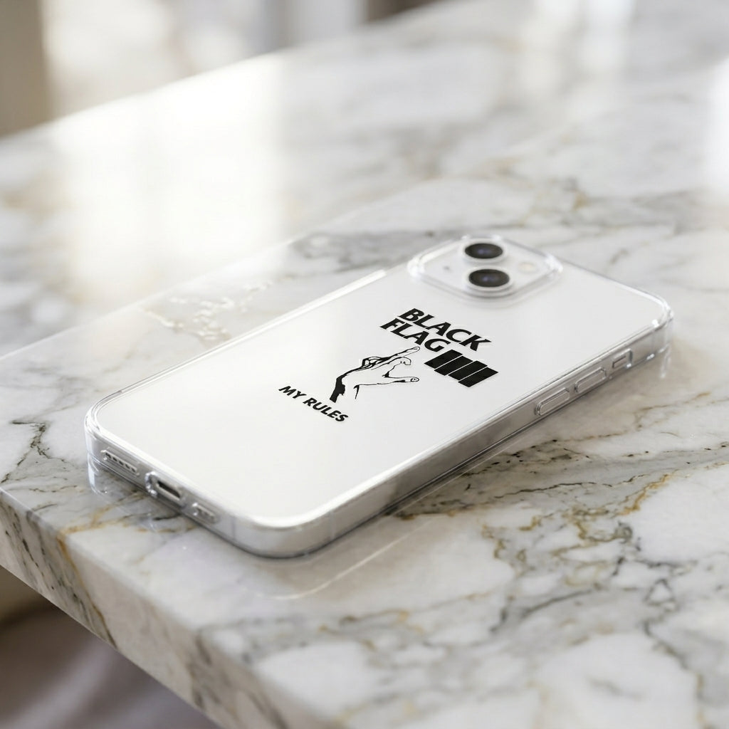 Vintage Punk Rock Graphic Transparent Case - Black Flag Edition