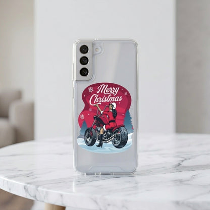 Motorcycle Santa Girl Merry Christmas Clear Case for Samsung Galaxy | Graphic Phone Cover