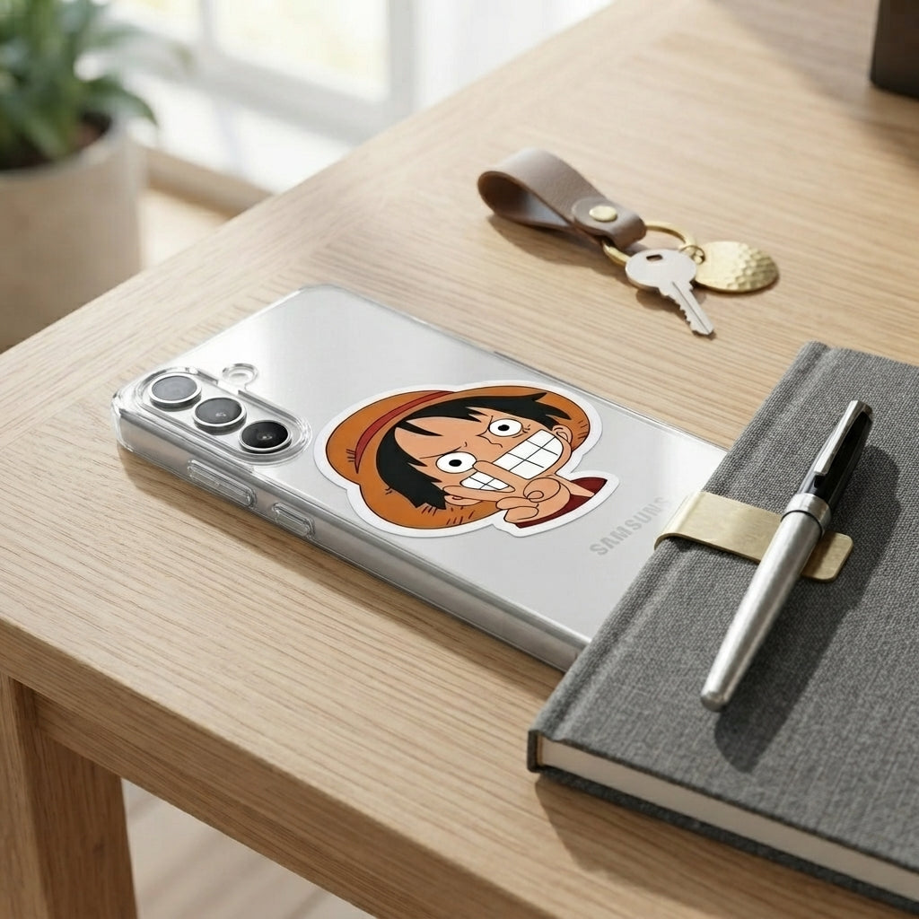 Samsung Clear Phone Case – Anime Luffy Straw Hat Graphic Cover