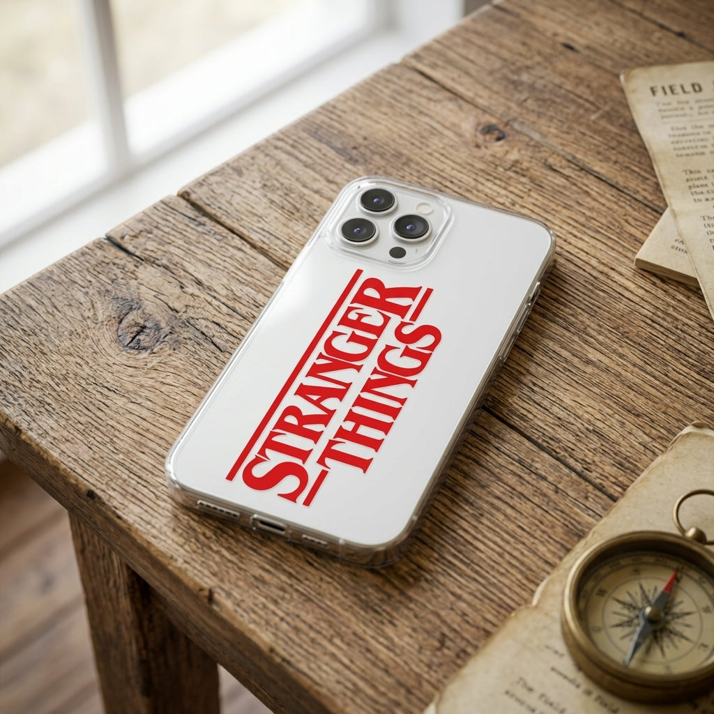 Stranger Things Red Logo Clear iPhone Case | TV Show Cover