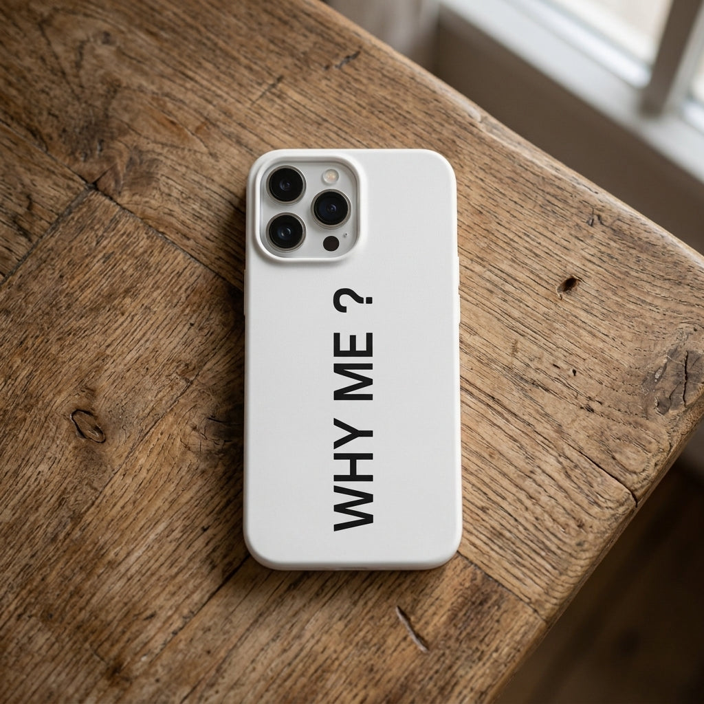 "WHY ME ?" Text Graphic Phone Case | Minimalist Matte Cover