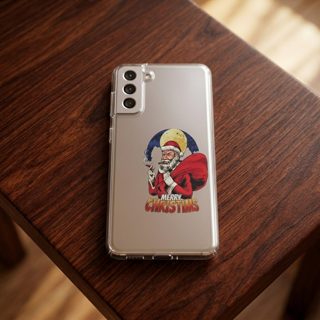 Cool Smoking Santa Merry Christmas Clear Case for Samsung Galaxy | Graphic Phone Cover
