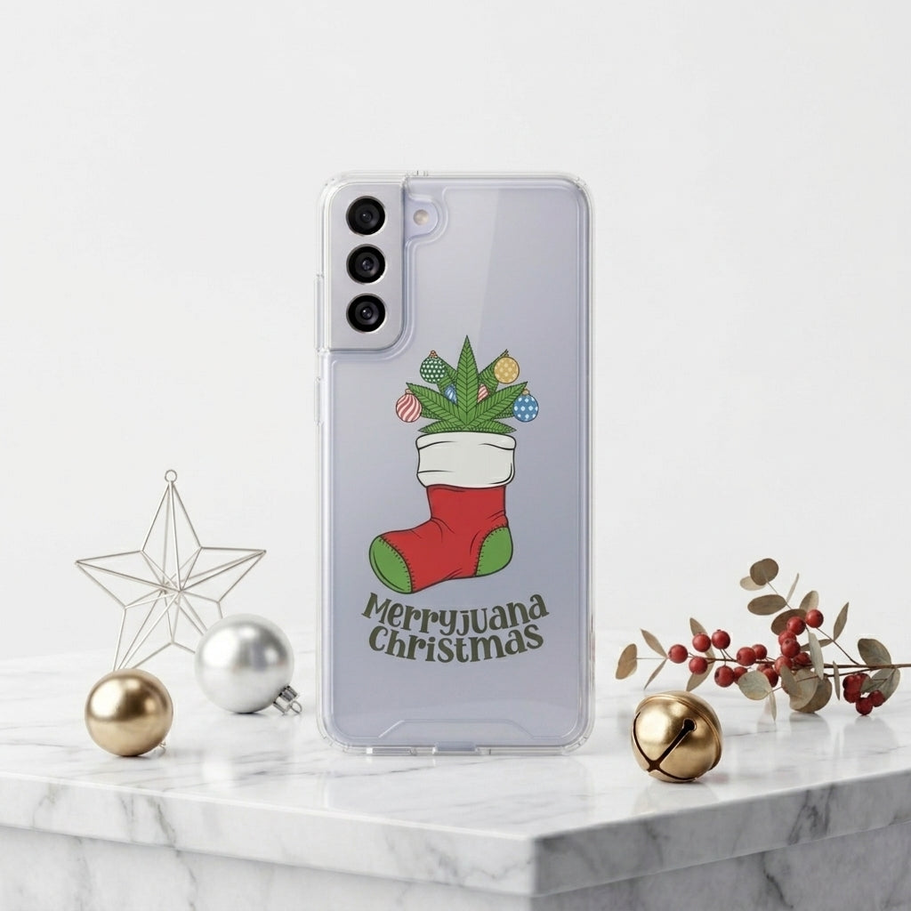 Merryjuana Christmas Stocking Clear Case for Samsung Galaxy | Funny Weed Holiday Phone Cover