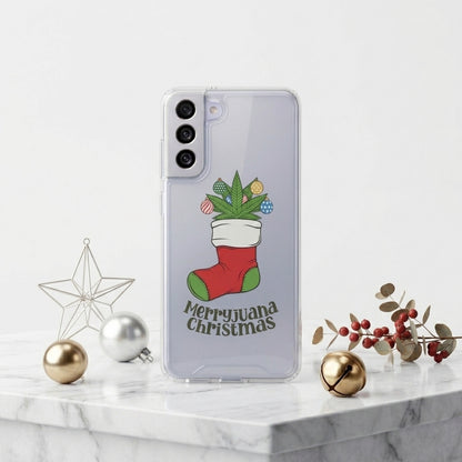 Merryjuana Christmas Stocking Clear Case for Samsung Galaxy | Funny Weed Holiday Phone Cover