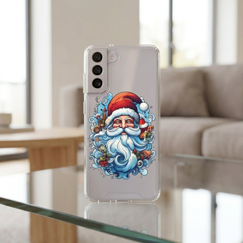 Artistic Santa Claus Christmas Clear Case for Samsung Galaxy | Festive Graphic Phone Cover