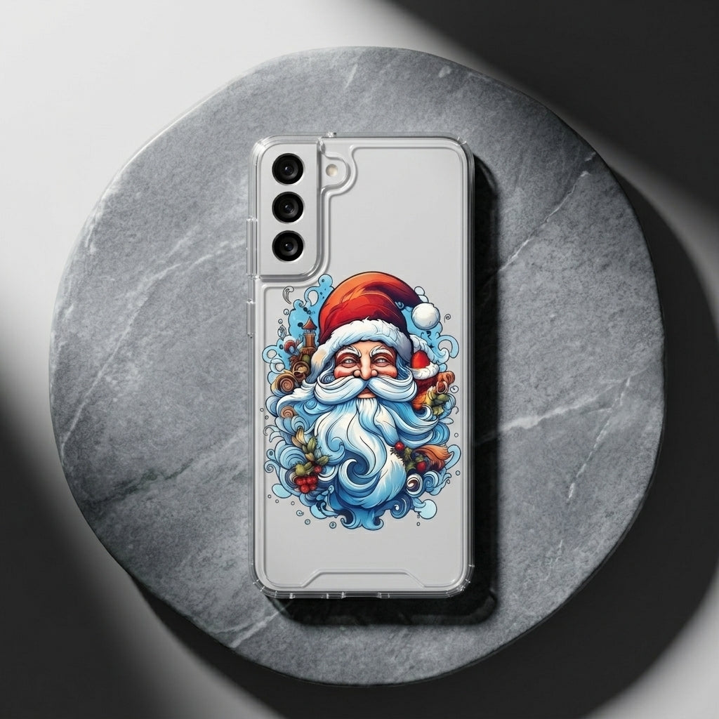 Artistic Santa Claus Christmas Clear Case for Samsung Galaxy | Festive Graphic Phone Cover