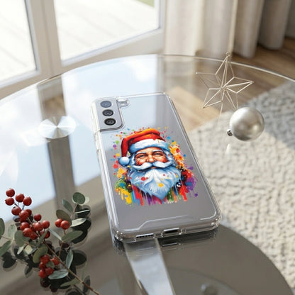 Colorful Watercolor Santa Claus Christmas Clear Case for Samsung Galaxy | Festive Art Phone Cover