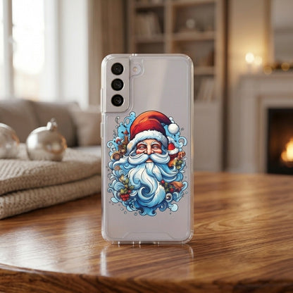Artistic Santa Claus Christmas Clear Case for Samsung Galaxy | Festive Graphic Phone Cover