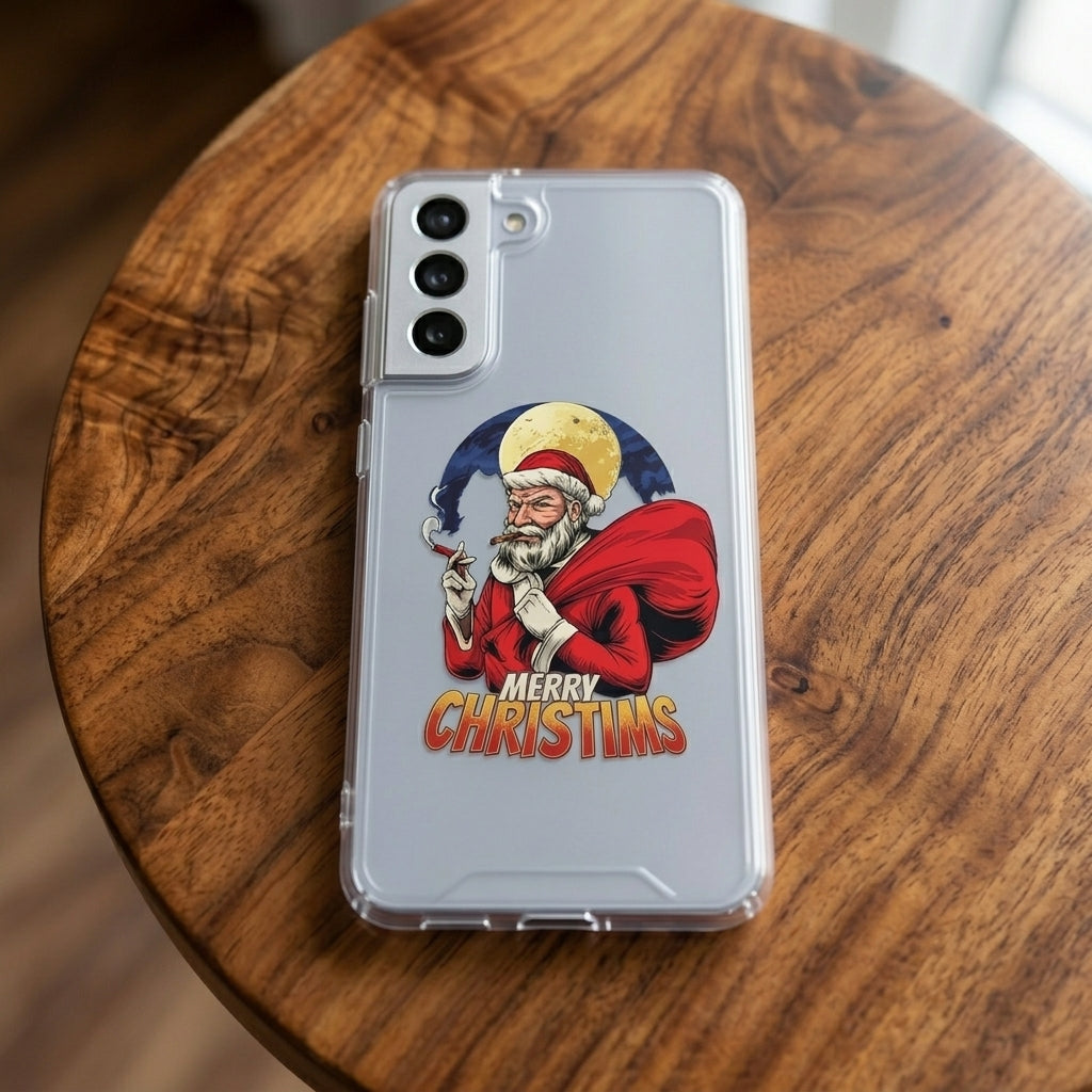 Cool Smoking Santa Merry Christmas Clear Case for Samsung Galaxy | Graphic Phone Cover