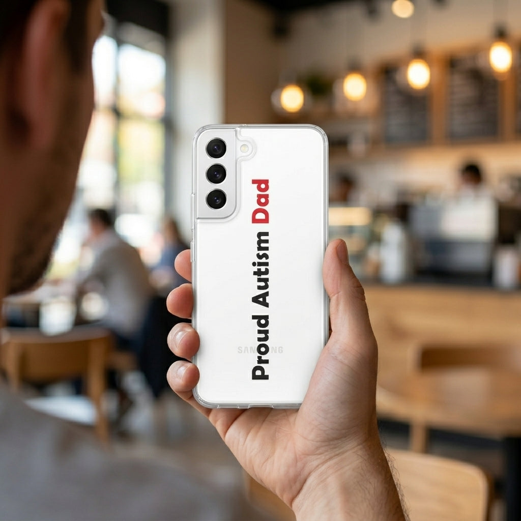 "Proud Autism Dad" Clear Phone Case – Minimalist Typography Cover