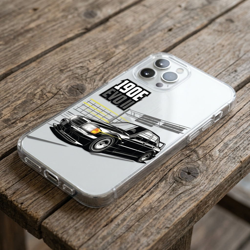 Classic 190E EVO II Clear Case for iPhone - Retro Sports Car Graphic Cover