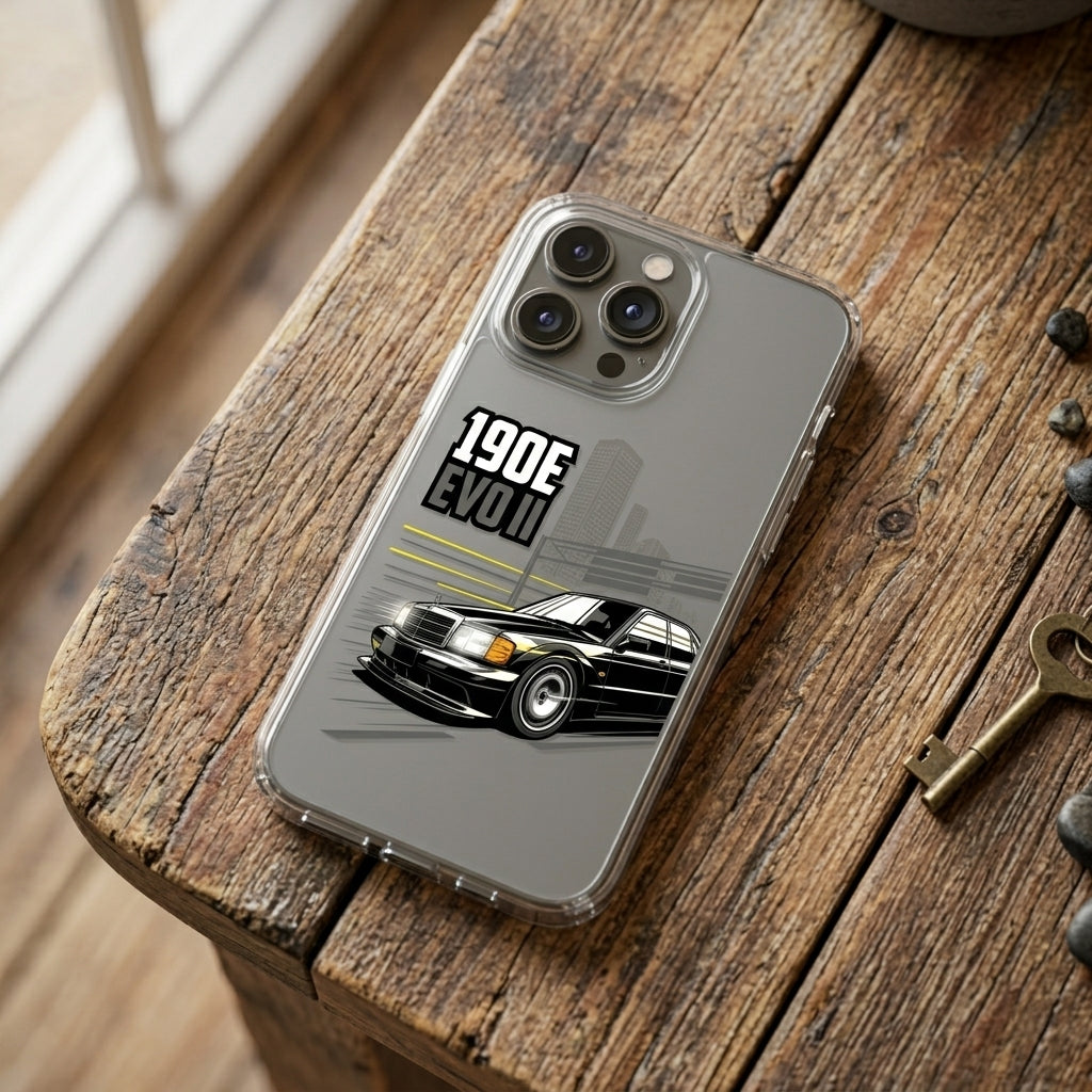 Classic 190E EVO II Clear Case for iPhone - Retro Sports Car Graphic Cover