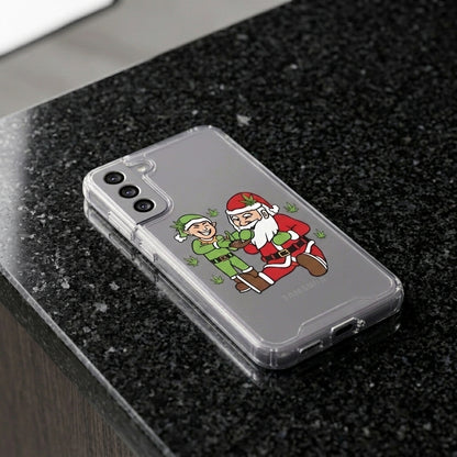Santa and Elf Weed Christmas Clear Case for Samsung Galaxy | Funny Holiday Cover