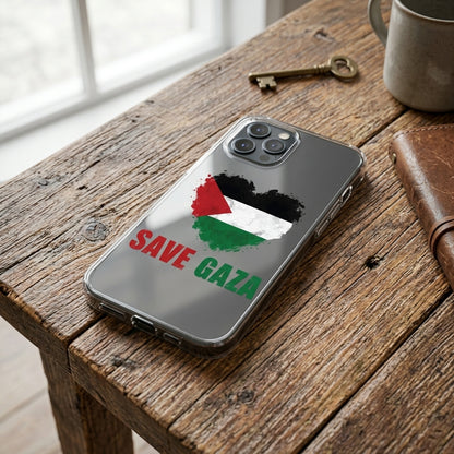 Save Gaza Heart Graphic Clear Case | Palestine Flag Phone Cover