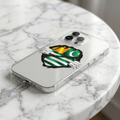 Azad Kashmir Flag Clear Phone Case | Ripped Chest Graphic Cover