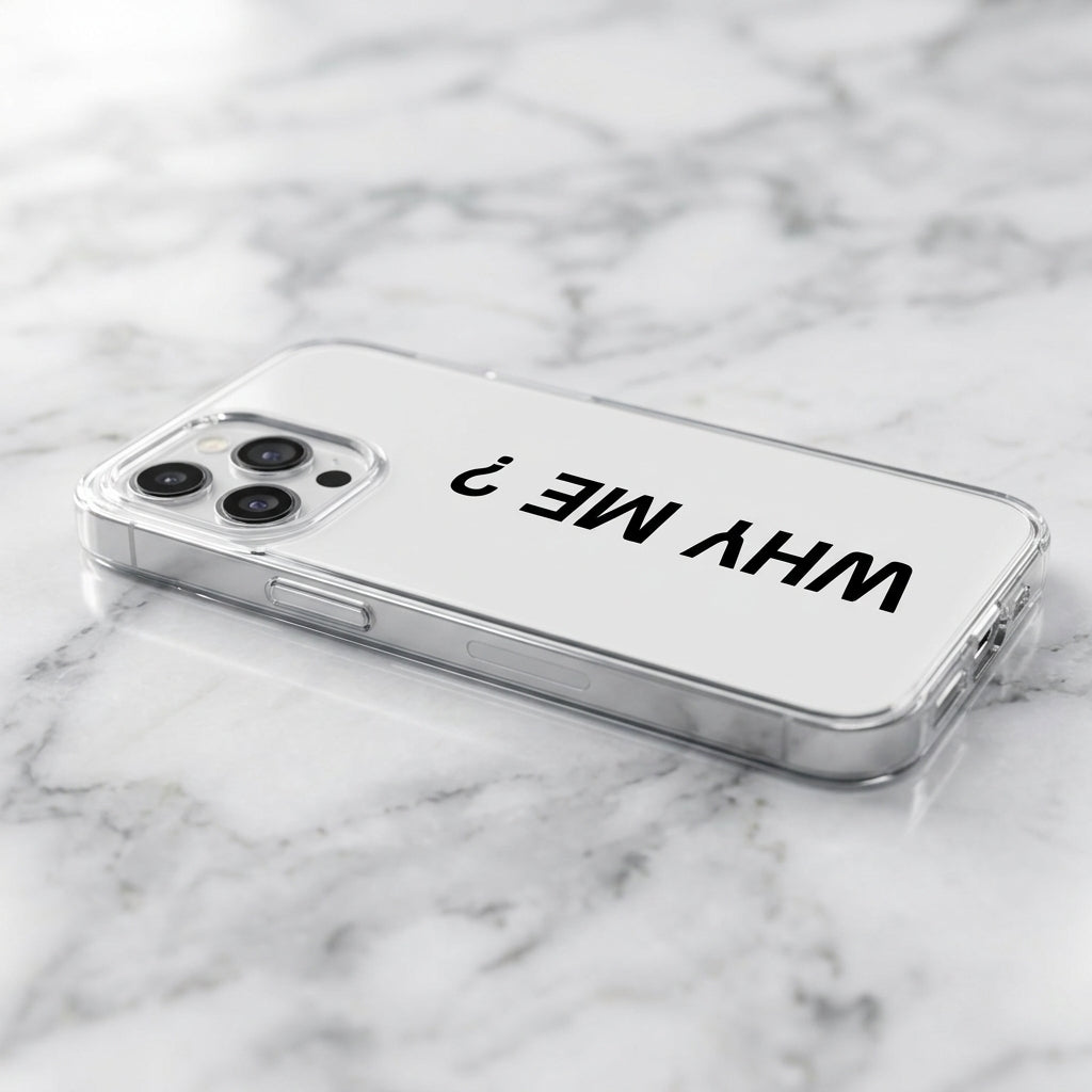 "WHY ME ?" Text Graphic Phone Case | Minimalist Matte Cover