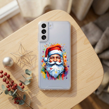 Colorful Watercolor Santa Claus Christmas Clear Case for Samsung Galaxy | Festive Art Phone Cover