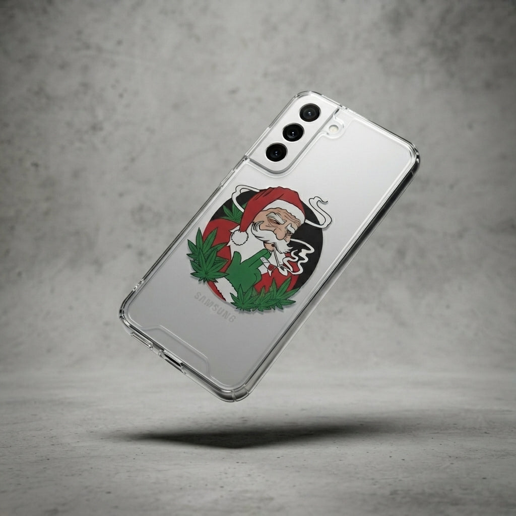 Smoking Santa Cannabis Christmas Clear Case for Samsung Galaxy | Funny Weed Holiday Phone Cover