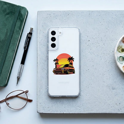 Retro Synthwave Sunset Vintage Hatchback Car Phone Case – Clear Protection