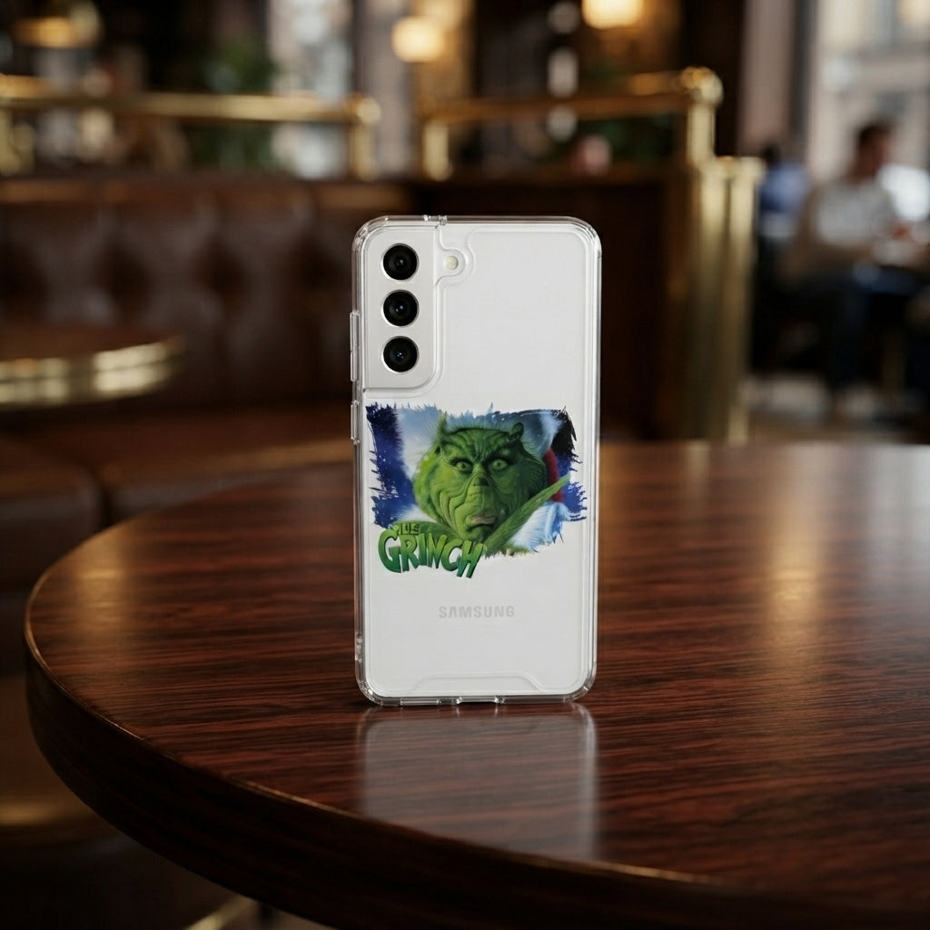 Realistic Grinch Green Character Graphic Designer Clear Case - Christmas Transparent Phone Cover