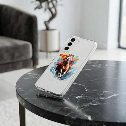 Cowboy Santa Riding Horse Watercolor Designer Clear Case - Festive Transparent Phone Cover