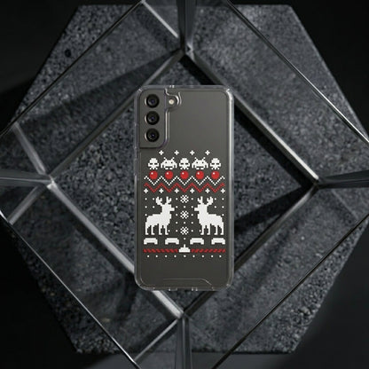 Pixel Retro Arcade Ugly Sweater Christmas Clear Case for Samsung Galaxy | Holiday Phone Cover