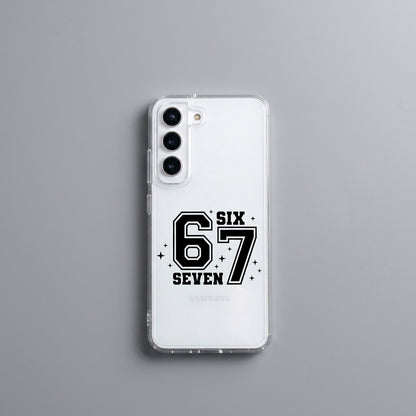 Vintage Varsity Number 67 Clear Phone Case – Athletic Sparkle Typography Cover