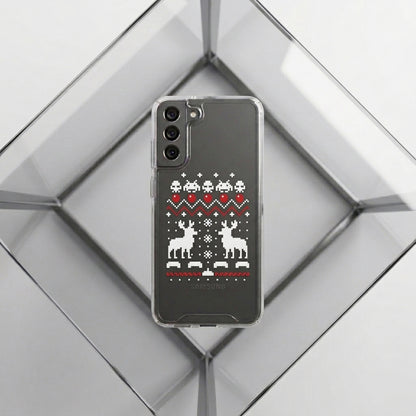 Pixel Retro Arcade Ugly Sweater Christmas Clear Case for Samsung Galaxy | Holiday Phone Cover