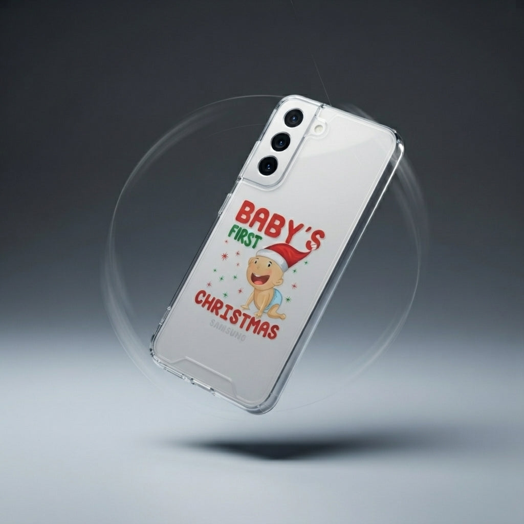 Baby's First Christmas Cute Santa Graphic Designer Clear Case - Festive Transparent Phone Cover