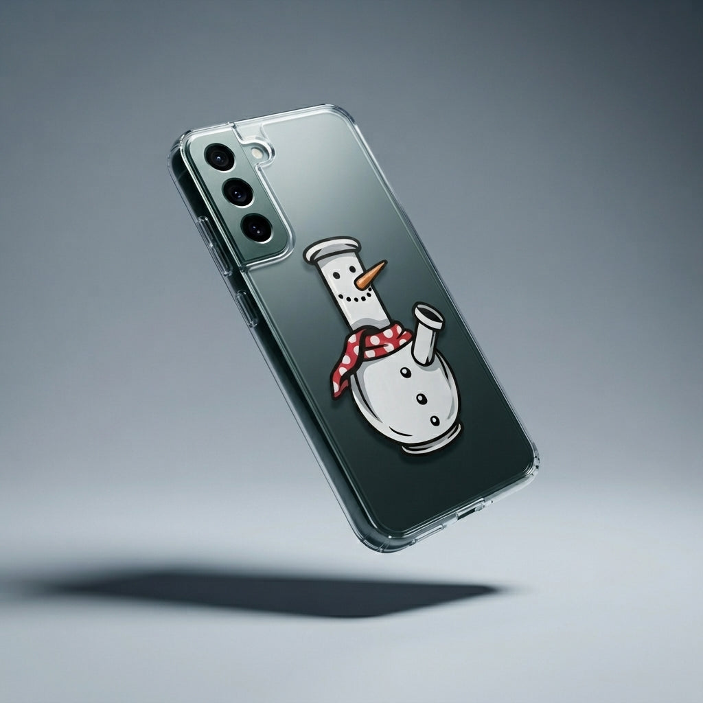 Snowman Bong Graphic Designer Clear Case - Funny Christmas Transparent Phone Cover